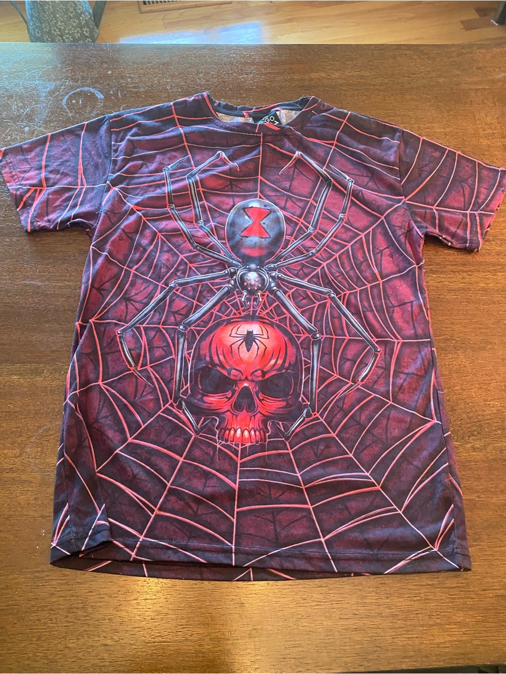 e-Go USA Men's Size Medium Black Widow Spider and Skull Graphic T-Shirt